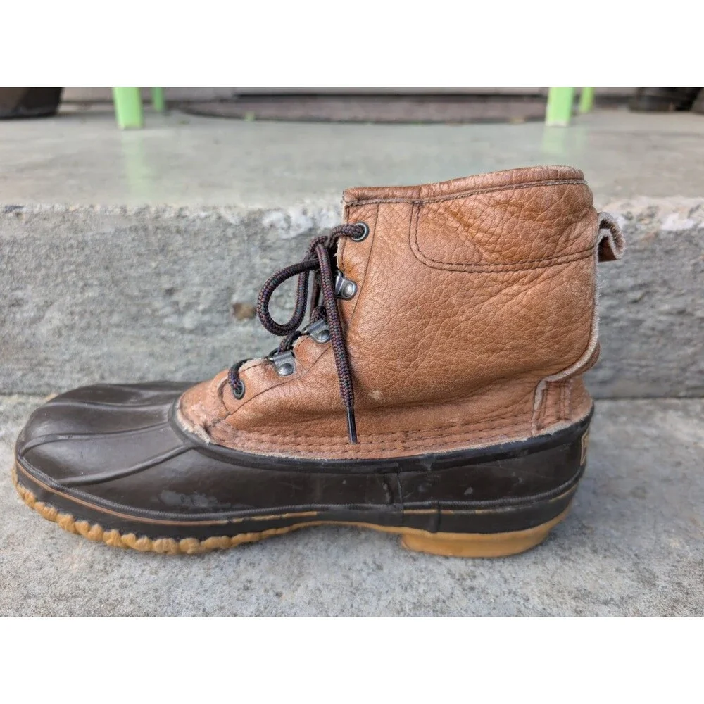 Vintage LL Bean Boots Shearling Lined Mens 11 Made in USA 5 Eyelet